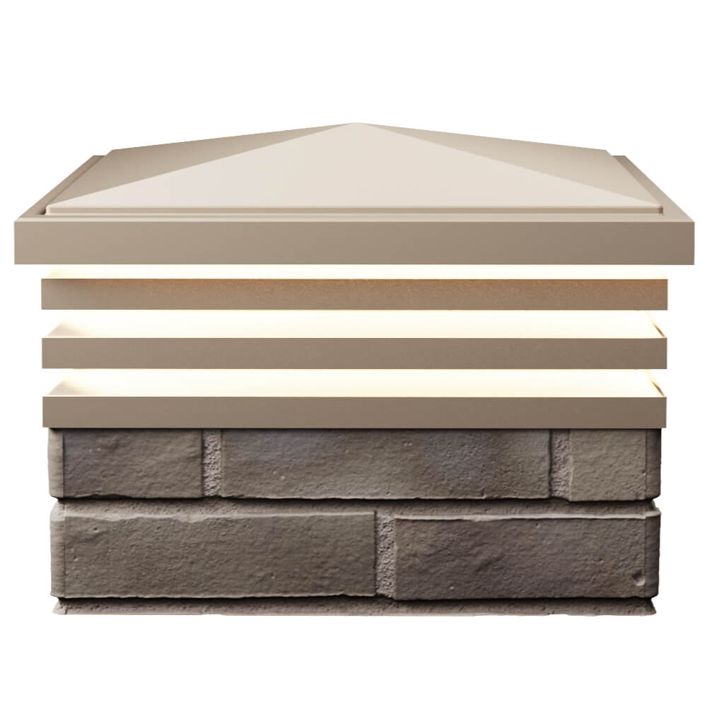 Колпак Zking Бона ХайТек Бежевый на столб 1.5х1.5 кирпича (385х385мм) с подсветкой в Норильске фото