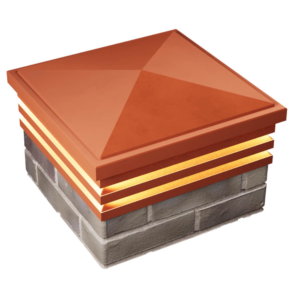 Колпак Zking Бона ХайТек Красный на столб 1.5х1.5 кирпича (385х385мм) с подсветкой в Норильске фото