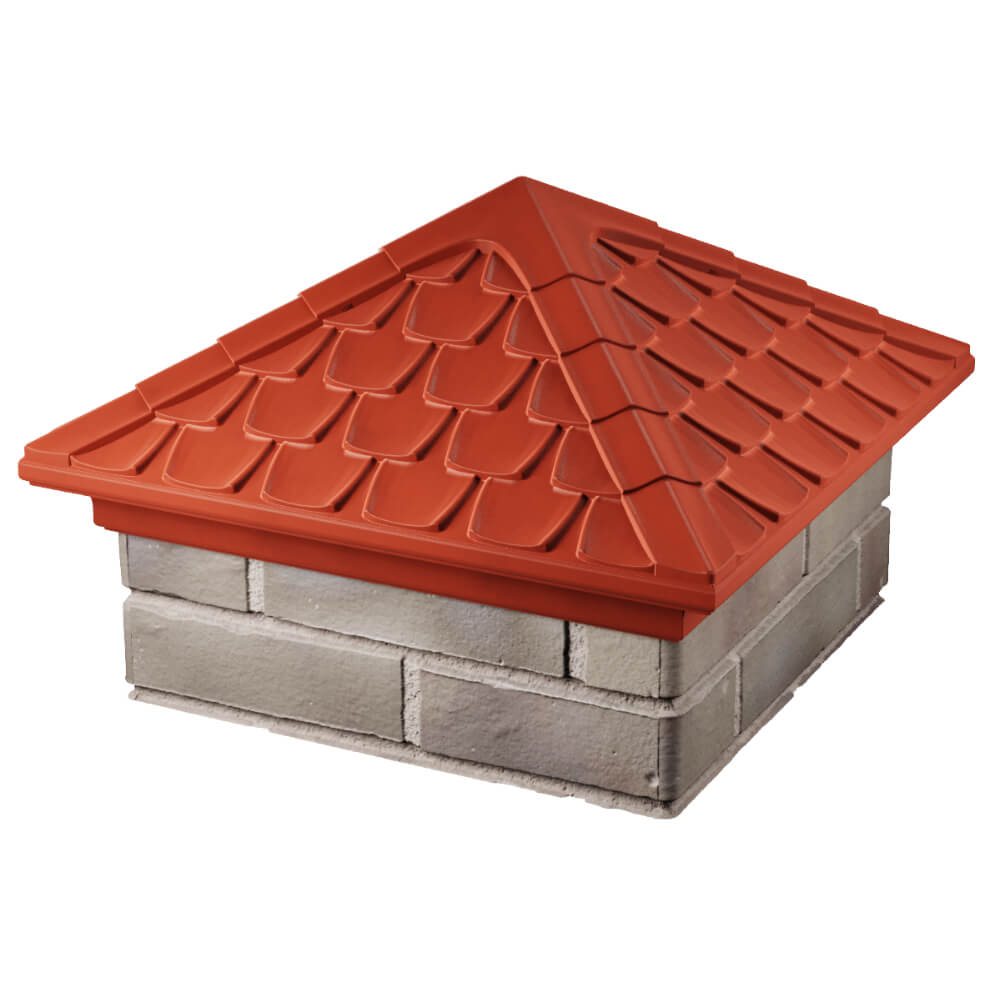 Колпак Zking Эльбрус Красный на столб 1.5х1.5 кирпича (385х385мм) в Норильске фото