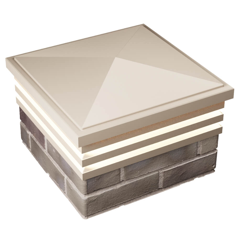 Колпак Zking Бона ХайТек Бежевый на столб 1.5х1.5 кирпича (385х385мм) с подсветкой в Норильске фото