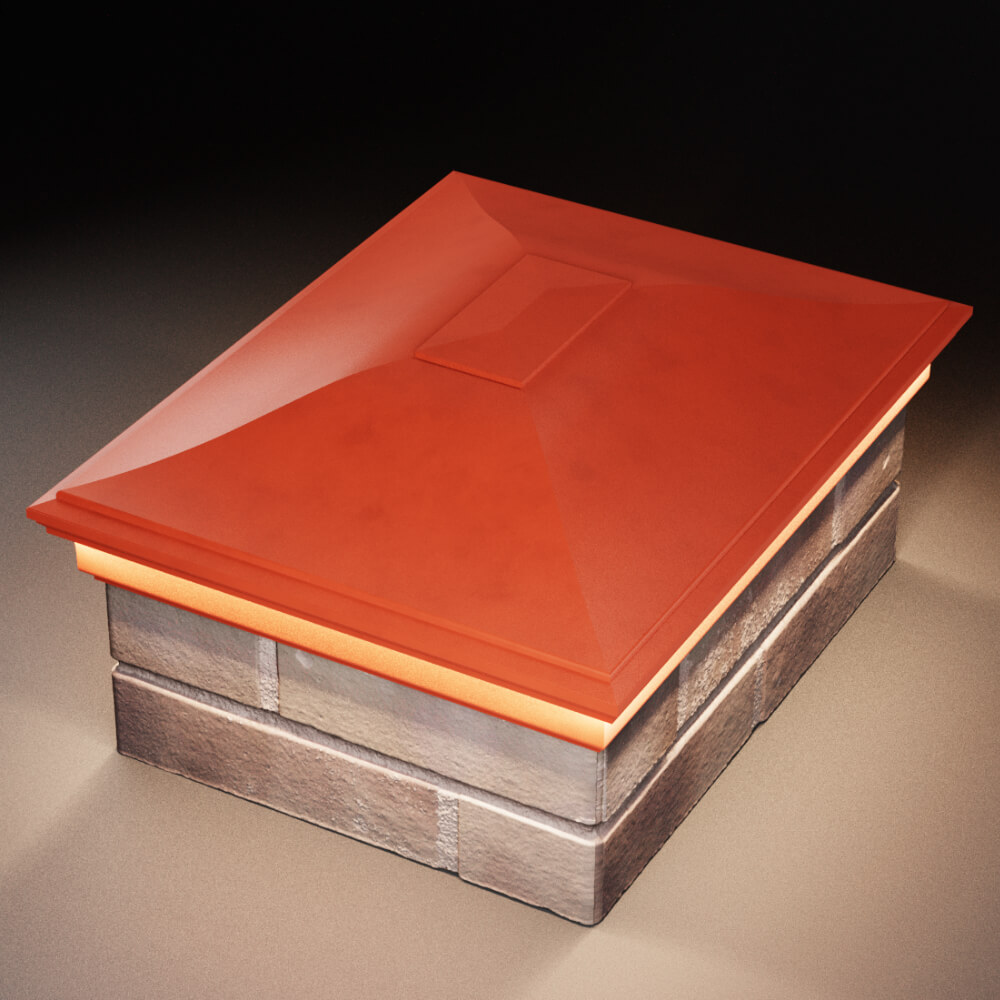 Колпак Zking Монблан Красный на столб 2х1.5 кирпича (515х385мм) c подсветкой в Норильске фото