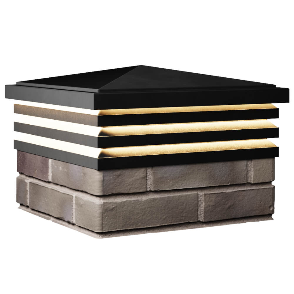 Колпак Zking Бона ХайТек Черный на столб 1.5х1.5 кирпича (385х385мм) с подсветкой в Норильске фото