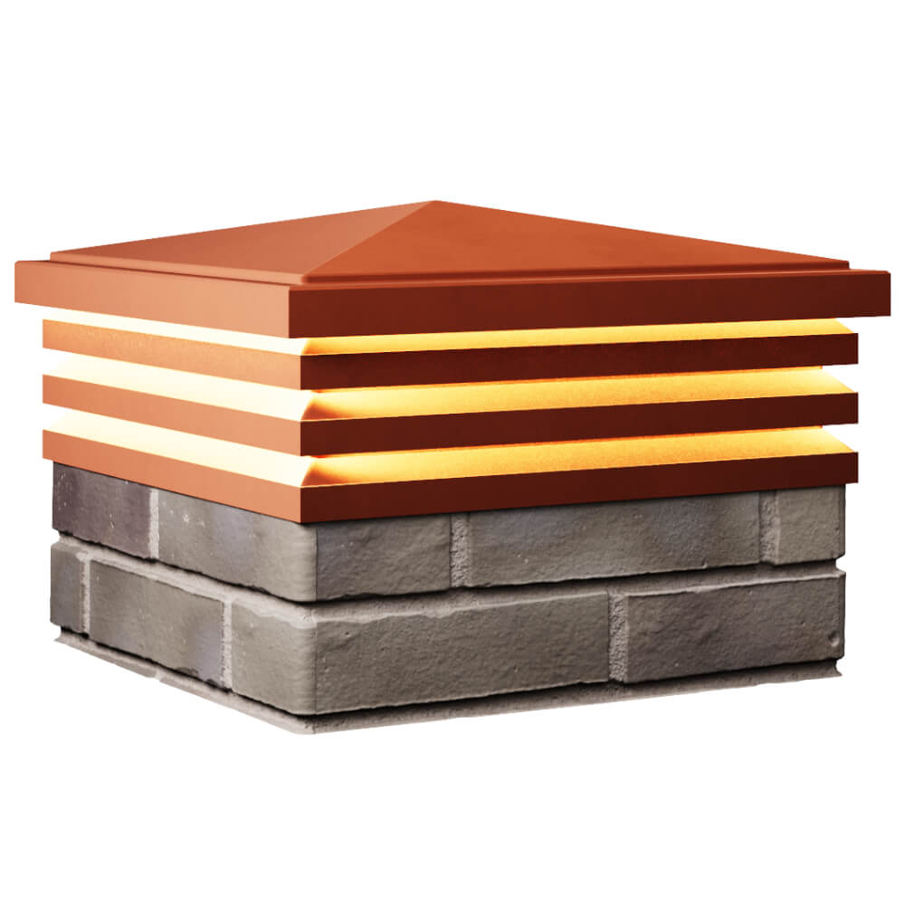 Колпак Zking Бона ХайТек Красный на столб 1.5х1.5 кирпича (385х385мм) с подсветкой в Норильске фото