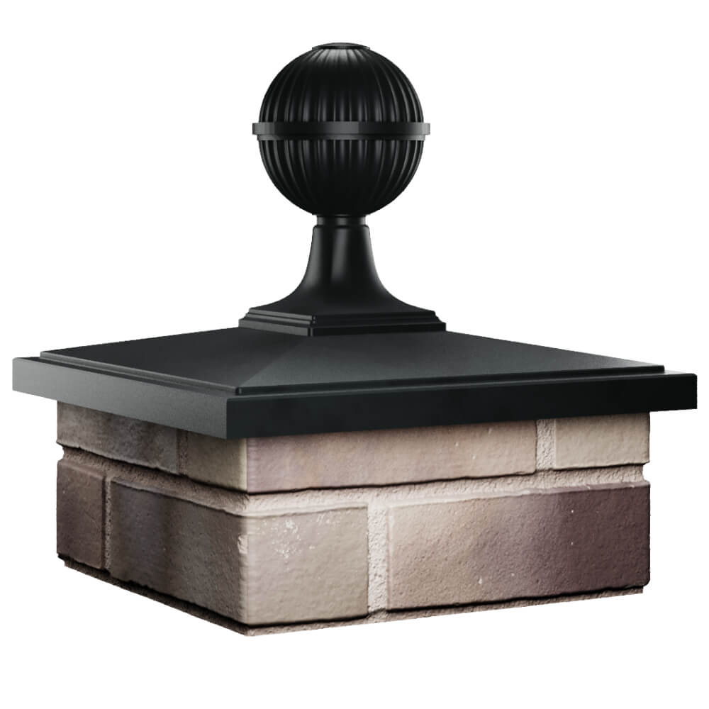 Колпак Zking БонаМоно Черный с шаром на столб 1.5х1.5 кирпича (385х385, 400х400мм) в сборе в Норильске фото