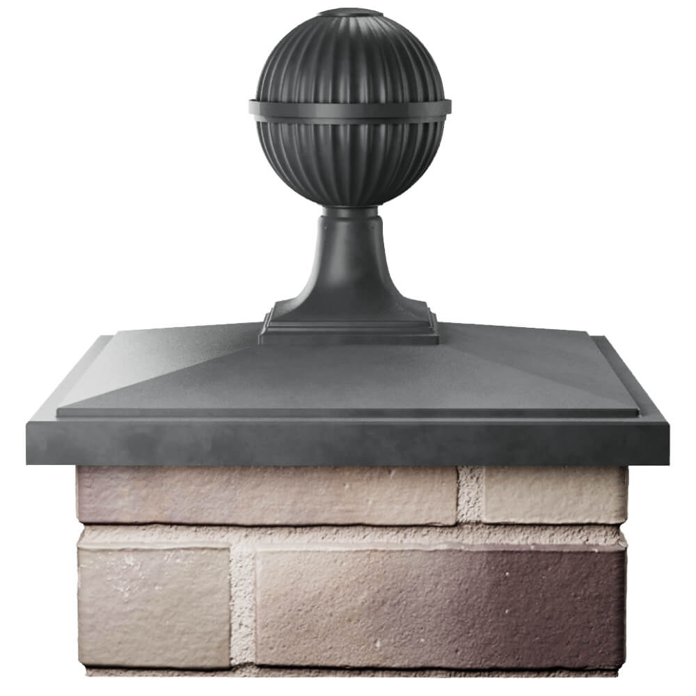 Колпак Zking БонаМоно Серый с шаром на столб 1.5х1.5 кирпича (385х385, 400х400мм) в сборе Норильск фото