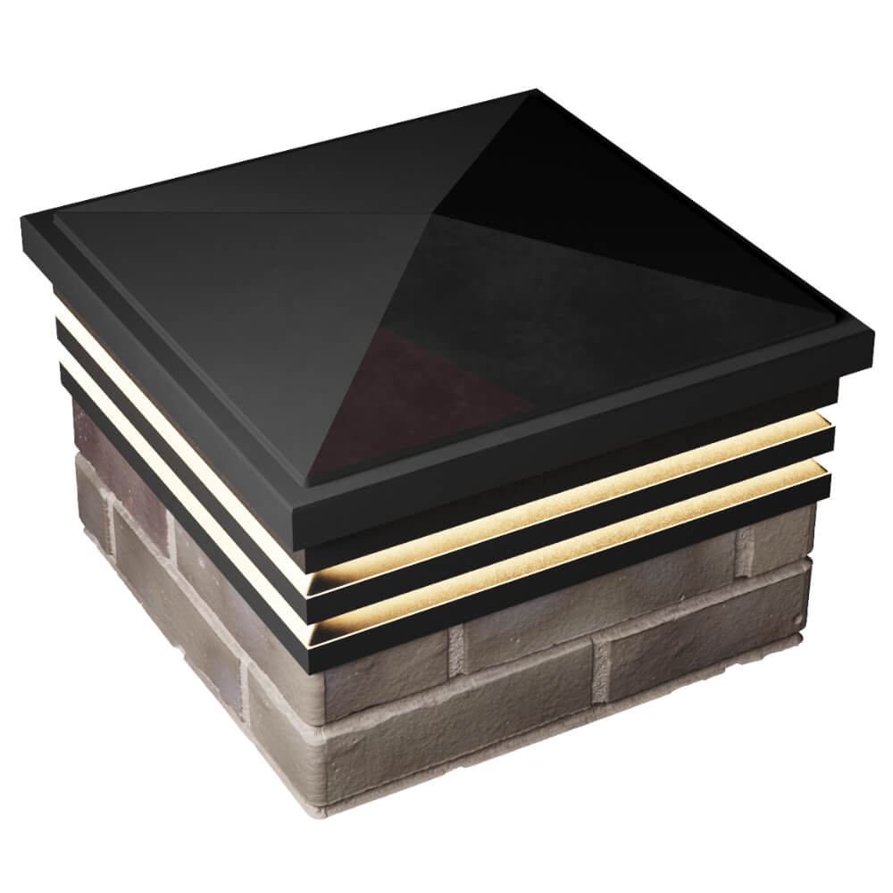 Колпак Zking Бона ХайТек Черный на столб 1.5х1.5 кирпича (385х385мм) с подсветкой в Норильске фото