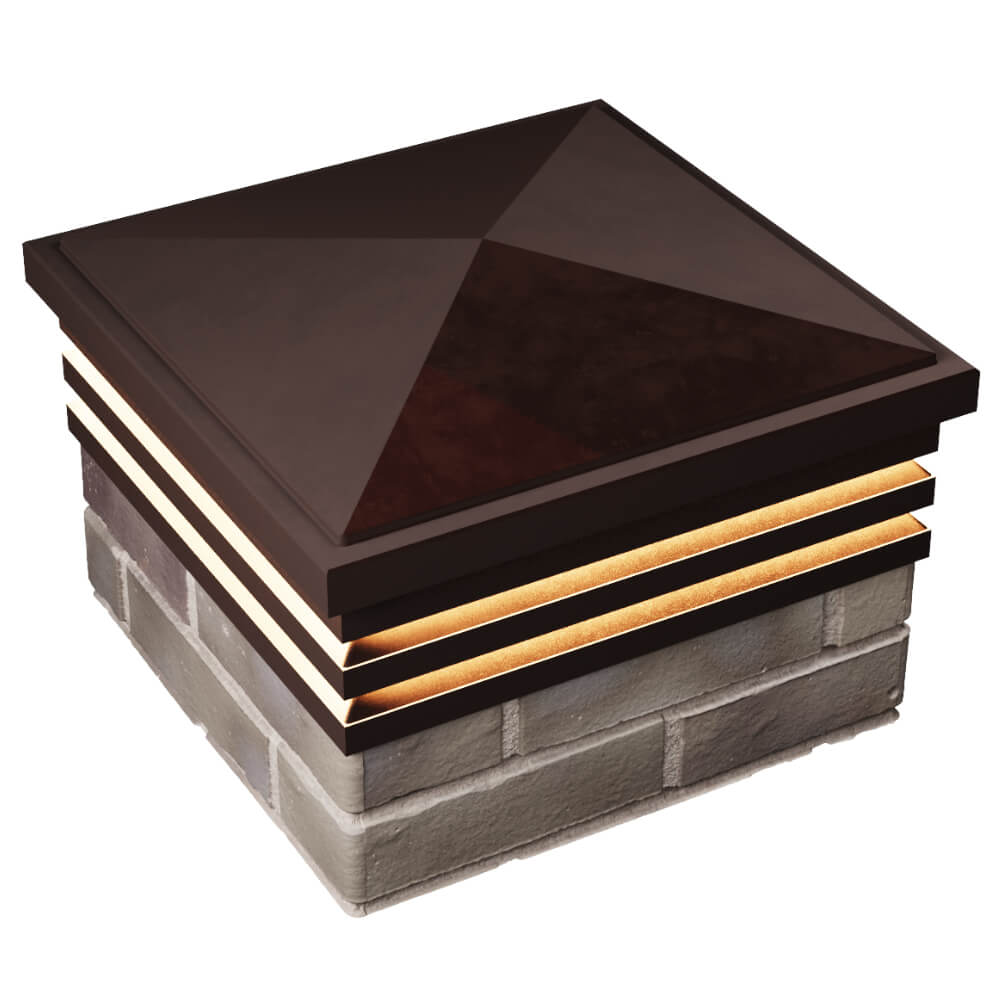 Колпак Zking Бона ХайТек Коричневый на столб 1.5х1.5 кирпича (385х385мм) с подсветкой в Норильске фото