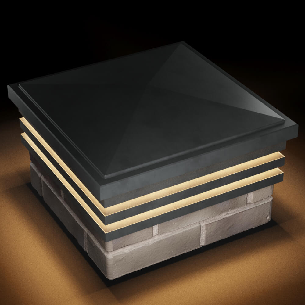 Колпак Zking Бона ХайТек Серый на столб 1.5х1.5 кирпича (385х385мм) с подсветкой в Норильске фото