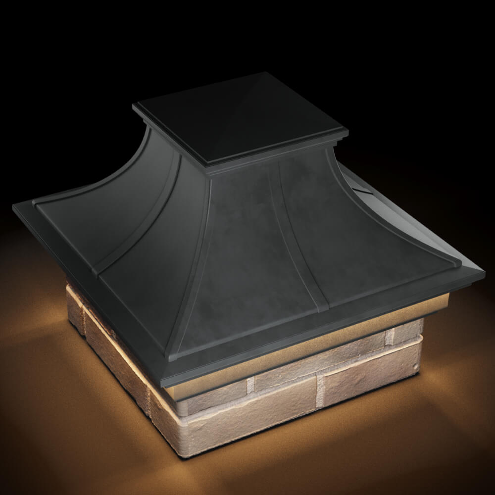 Колпак Zking Монблан Премиум Серый на столб 1.5х1.5 кирпича (385х385мм) с подсветкой в Норильске фото