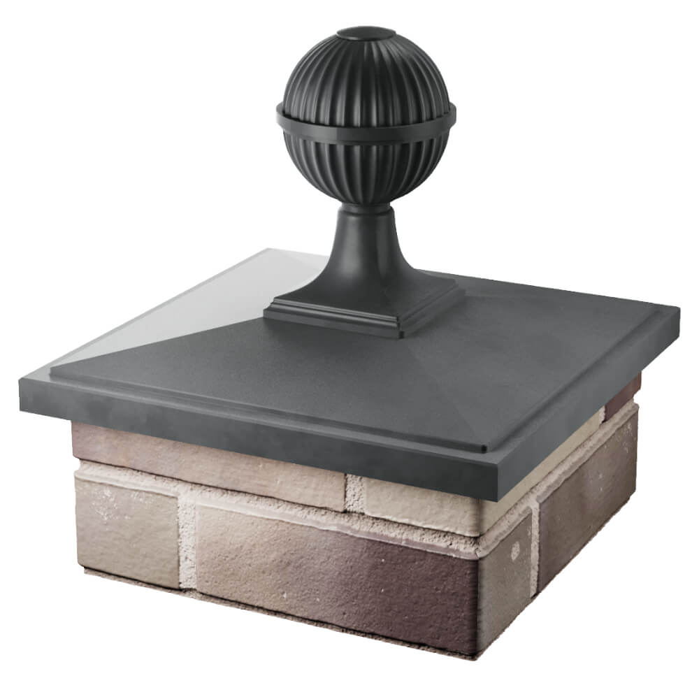 Колпак Zking БонаМоно Серый с шаром на столб 1.5х1.5 кирпича (385х385, 400х400мм) в сборе в Норильске фото