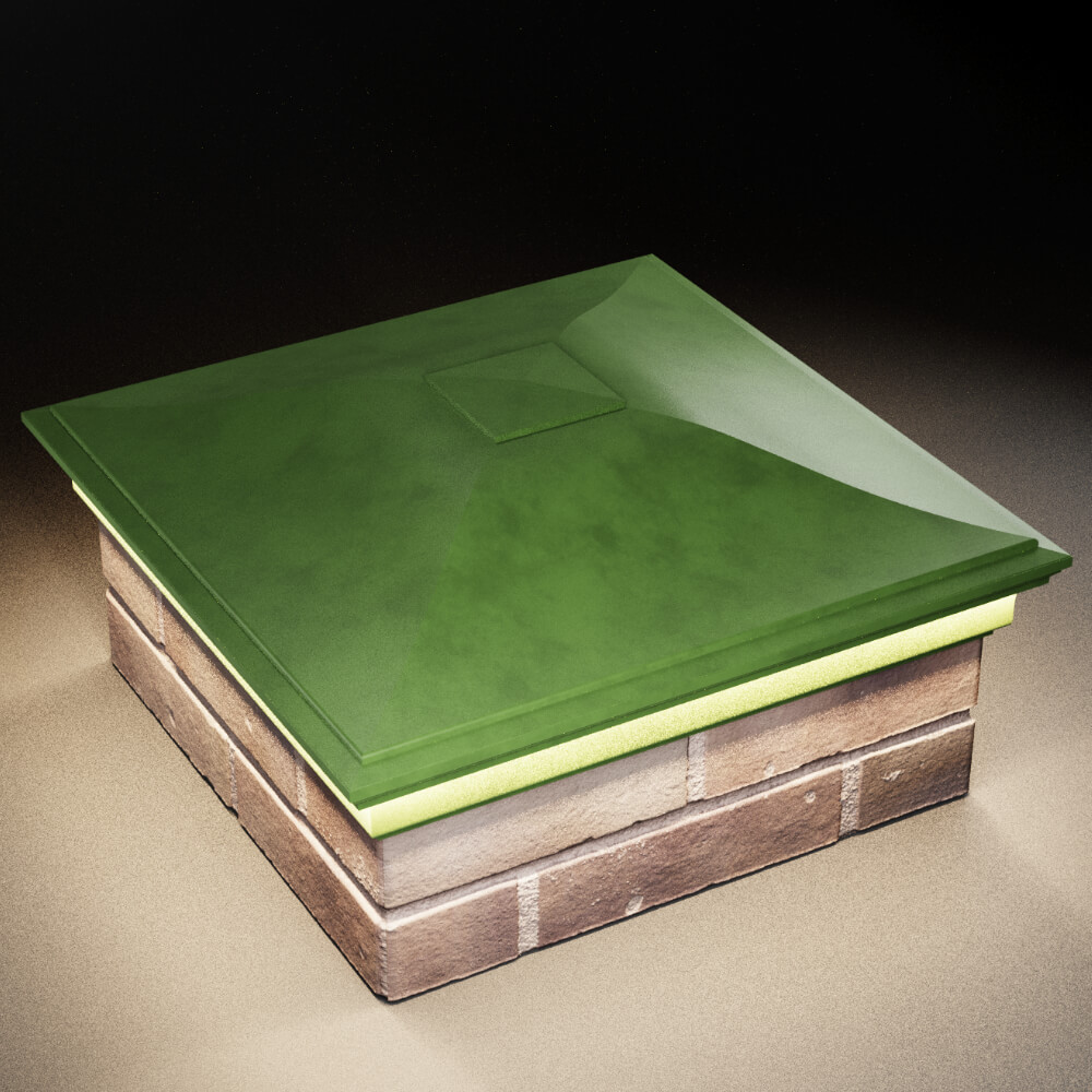 Колпак Zking Монблан Зеленый на столб 2х2 кирпича (515х515мм) c подсветкой в Норильске фото