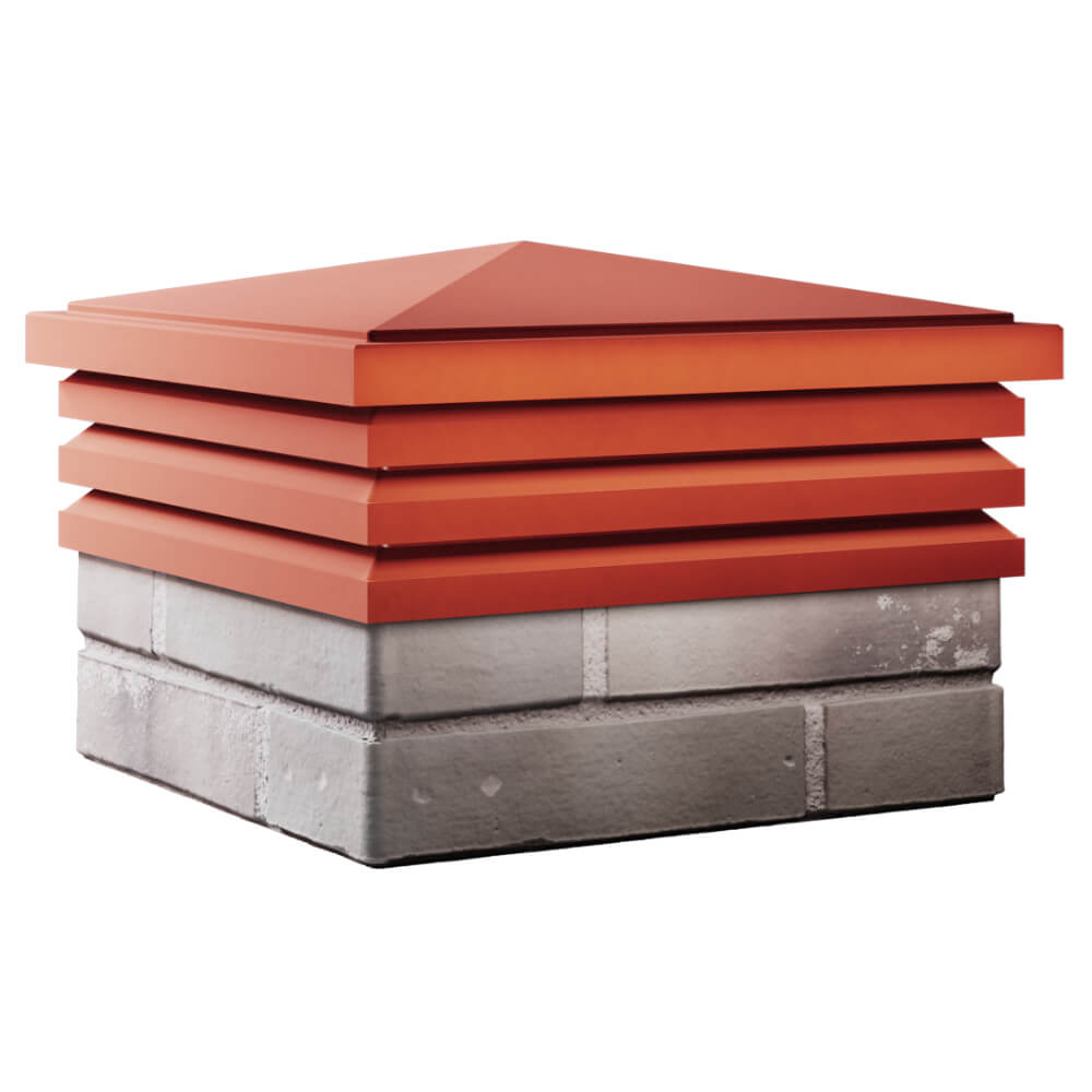 Колпак Zking Бона ХайТек Красный на столб 1.5х1.5 кирпича (385х385мм) в Норильске фото