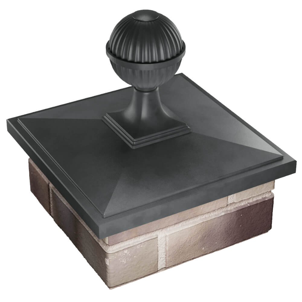 Колпак Zking БонаМоно Серый с шаром на столб 1.5х1.5 кирпича (385х385, 400х400мм) в сборе в Норильске фото