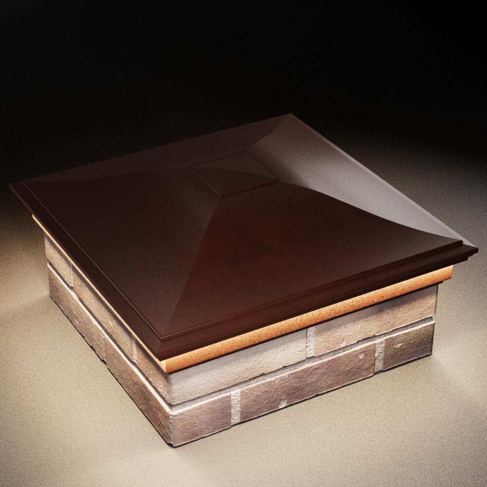 Колпак Zking Монблан Коричневый на столб 2х2 кирпича (515х515мм) c подсветкой в Норильске фото