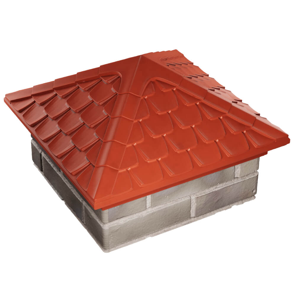 Колпак Zking Эльбрус Красный на столб 1.5х1.5 кирпича (385х385мм) в Норильске фото