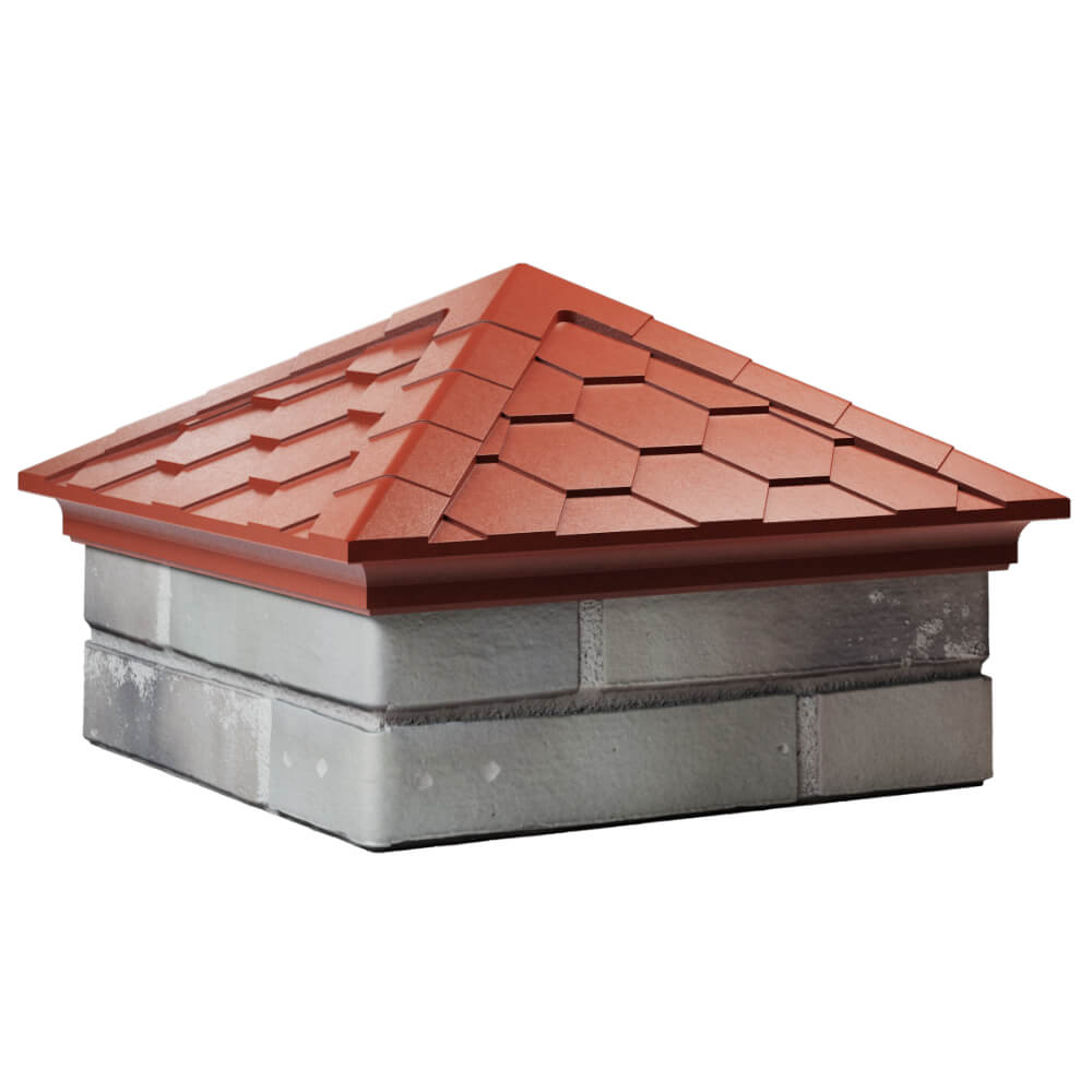 Колпак Zking Эверест Красный на столб 1.5х1.5 кирпича (390х390мм) в Норильске фото