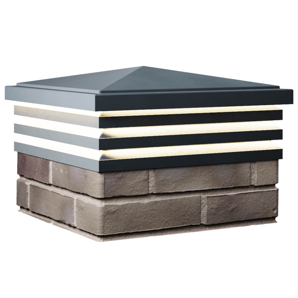 Колпак Zking Бона ХайТек Серый на столб 1.5х1.5 кирпича (385х385мм) с подсветкой в Норильске фото