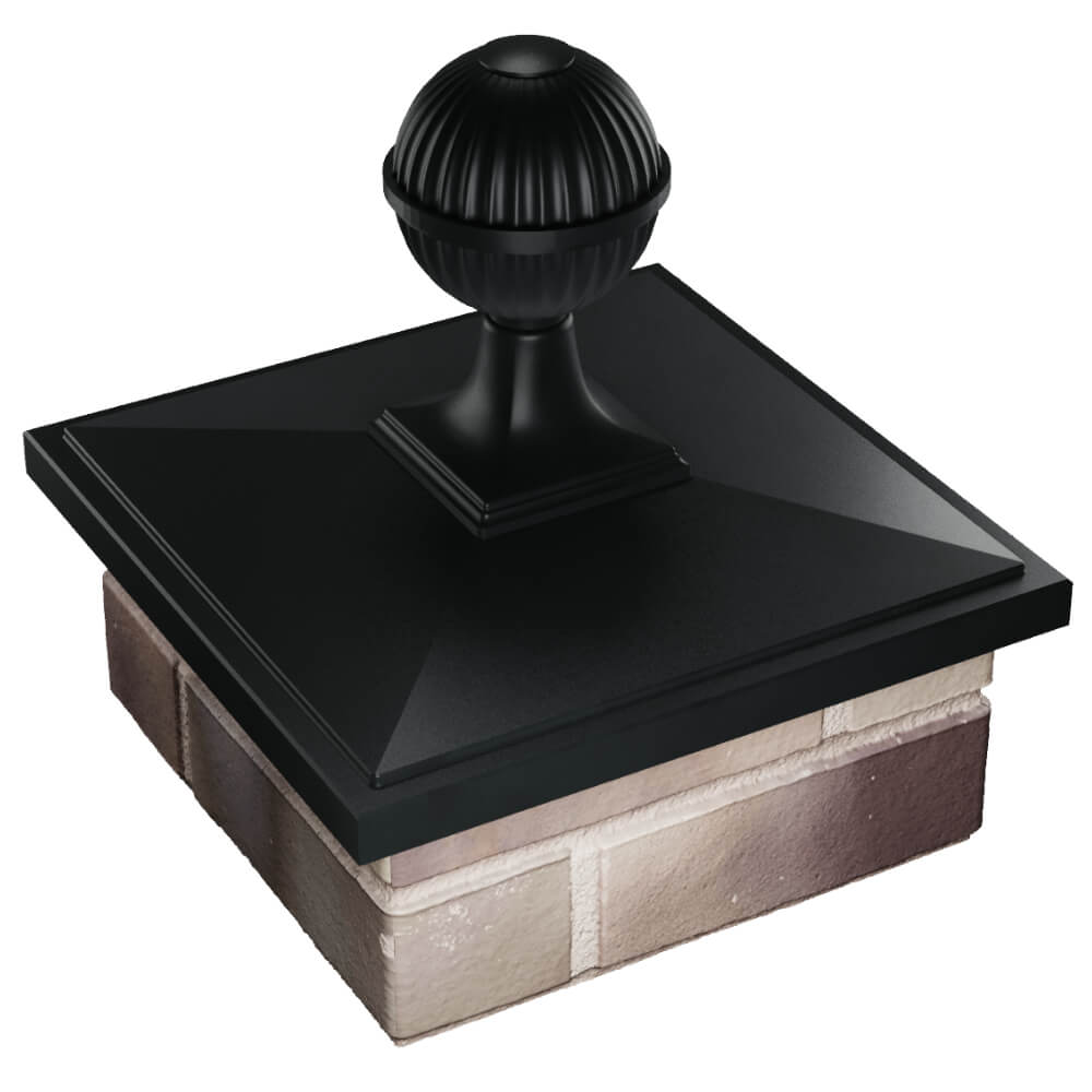 Колпак Zking БонаМоно Черный с шаром на столб 1.5х1.5 кирпича (385х385, 400х400мм) в сборе в Норильске фото