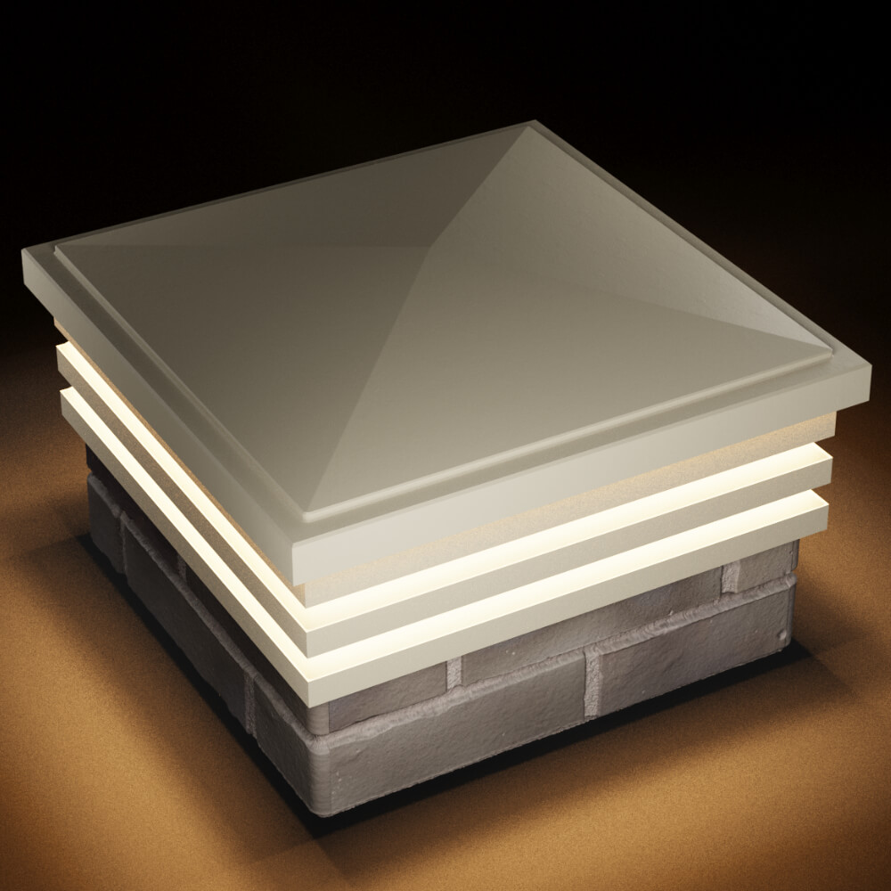 Колпак Zking Бона ХайТек Бежевый на столб 1.5х1.5 кирпича (385х385мм) с подсветкой в Норильске фото