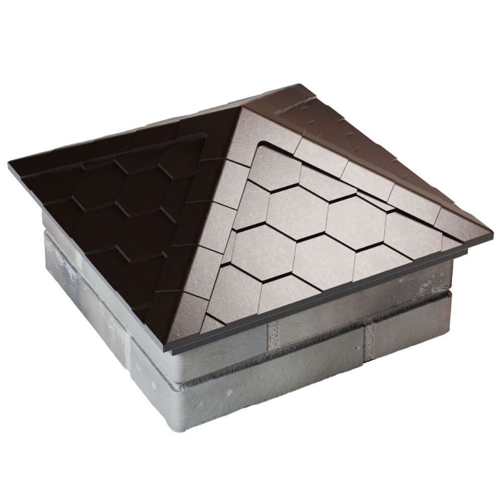 Колпак Zking Эверест Коричневый на столб 1.5х1.5 кирпича (390х390мм) в Норильске фото