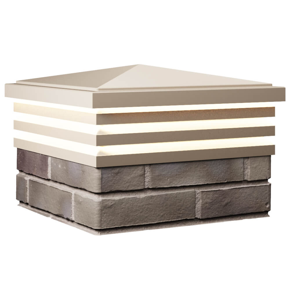 Колпак Zking Бона ХайТек Бежевый на столб 1.5х1.5 кирпича (385х385мм) с подсветкой в Норильске фото