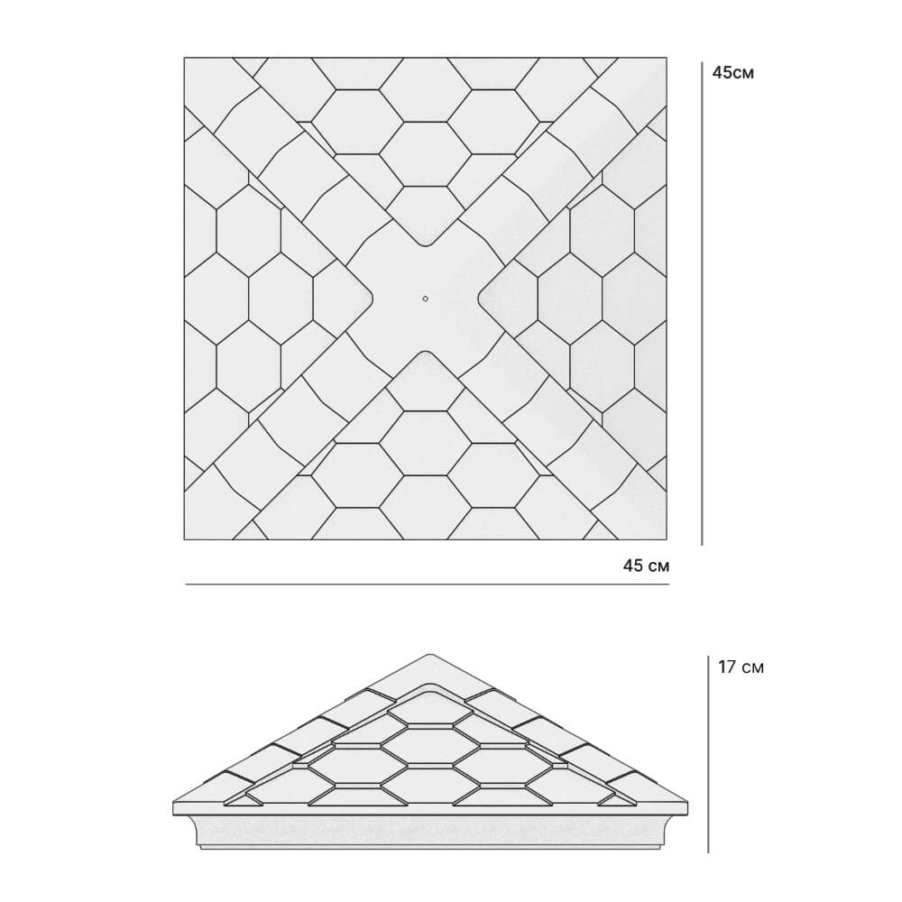 Колпак Zking Эверест Серый на столб 1.5х1.5 кирпича (390х390мм) в Норильске фото