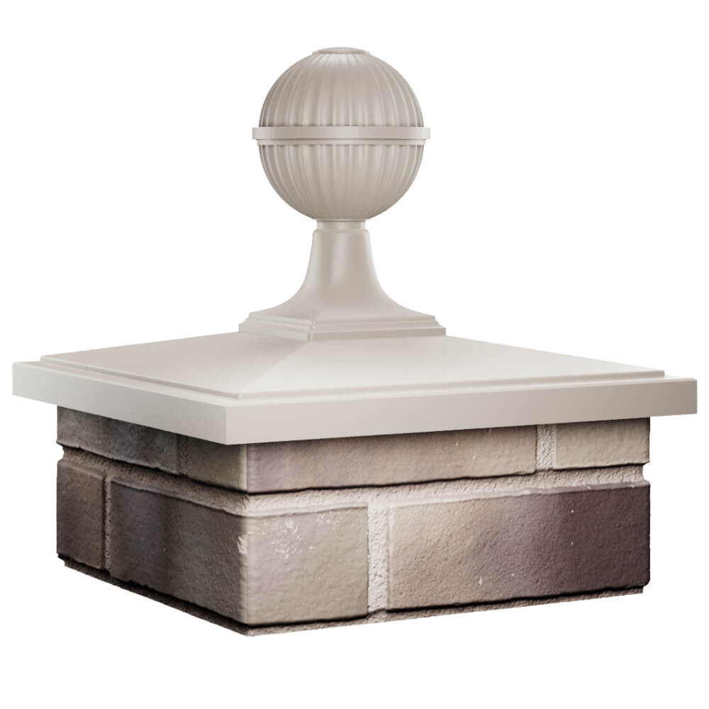 Колпак Zking БонаМоно Бежевый с шаром на столб 1.5х1.5 кирпича (385х385, 400х400мм) в сборе в Норильске фото