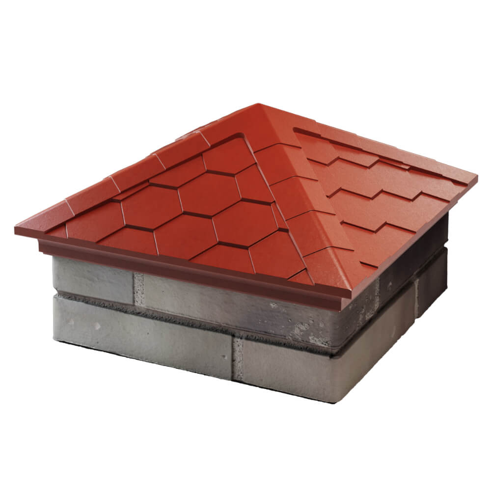 Колпак Zking Эверест Красный на столб 1.5х1.5 кирпича (390х390мм) в Норильске фото