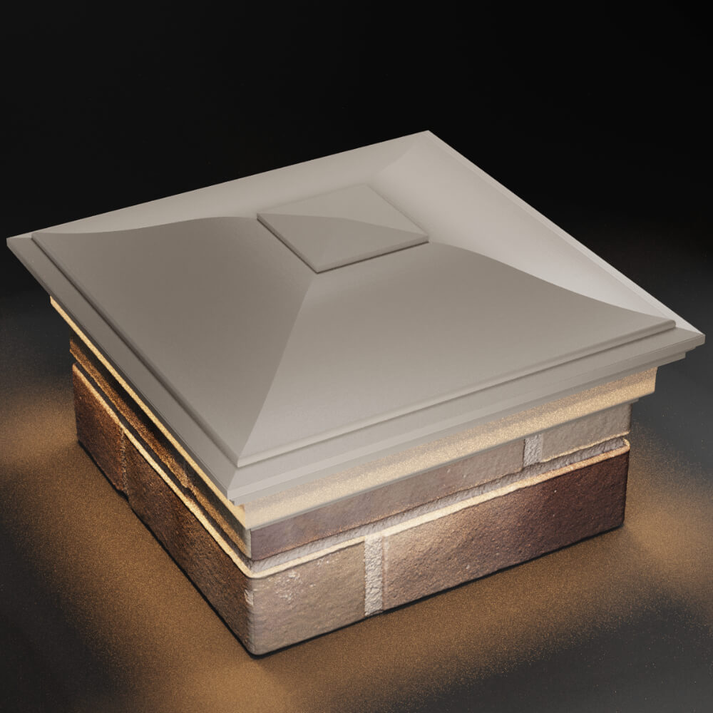 Колпак Zking Монблан Бежевый на столб 1.5х1.5 кирпича (385х385мм) с подсветкой в Норильске фото