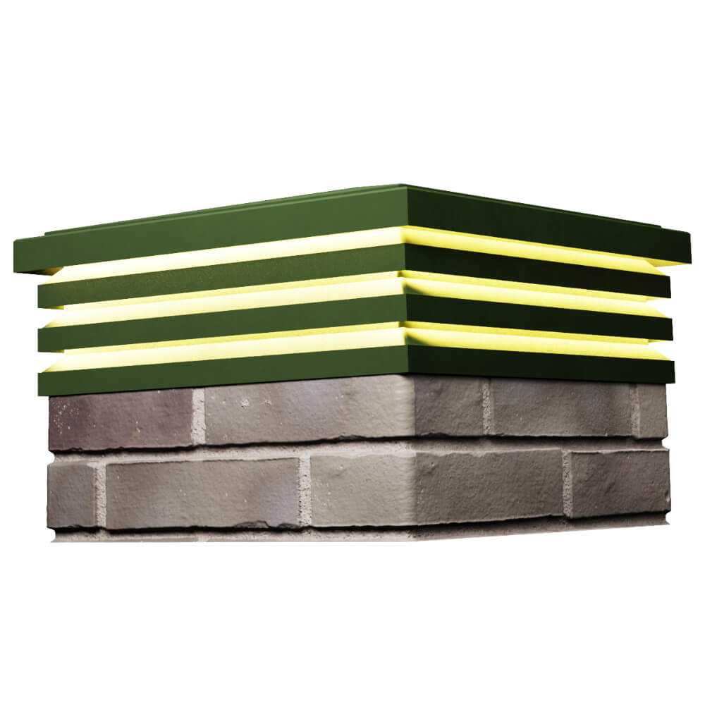 Колпак Zking Бона ХайТек Зеленый на столб 1.5х1.5 кирпича (385х385мм) с подсветкой в Норильске фото