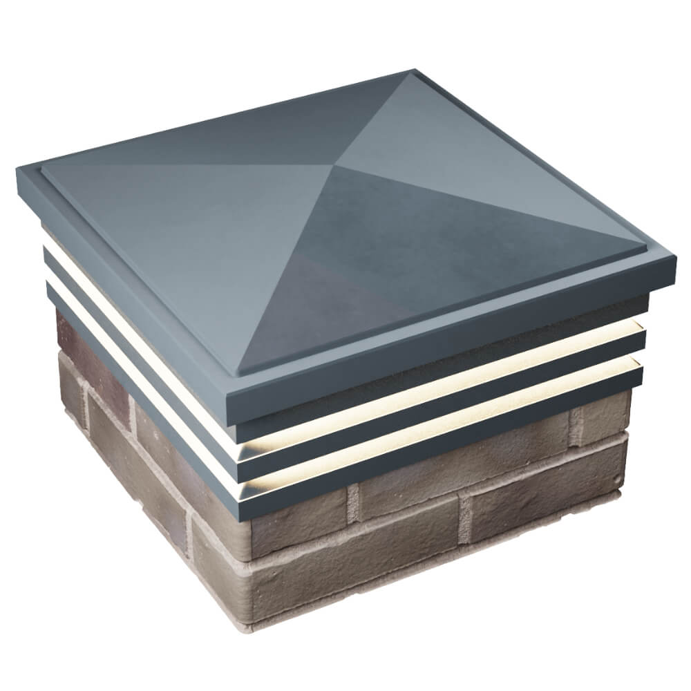 Колпак Zking Бона ХайТек Серый на столб 1.5х1.5 кирпича (385х385мм) с подсветкой в Норильске фото