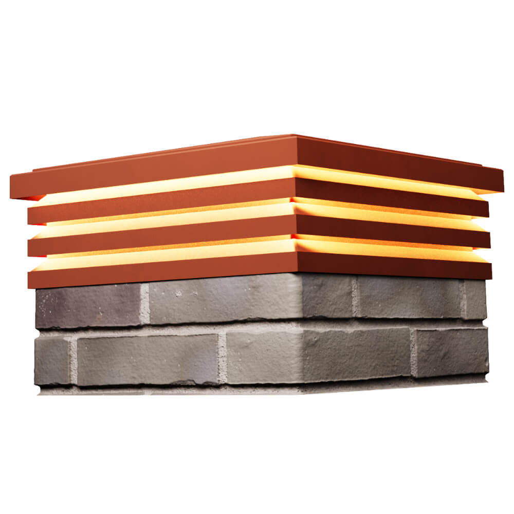 Колпак Zking Бона ХайТек Красный на столб 1.5х1.5 кирпича (385х385мм) с подсветкой в Норильске фото