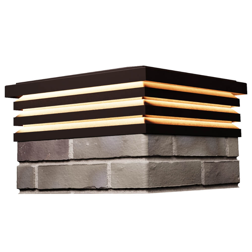 Колпак Zking Бона ХайТек Коричневый на столб 1.5х1.5 кирпича (385х385мм) с подсветкой в Норильске фото