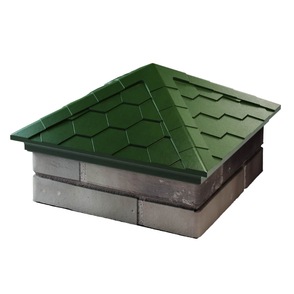 Колпак Zking Эверест Зеленый на столб 1.5х1.5 кирпича (390х390мм) в Норильске фото