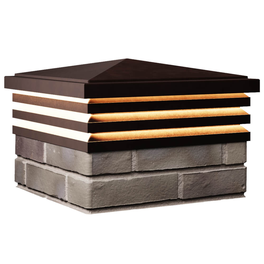 Колпак Zking Бона ХайТек Коричневый на столб 1.5х1.5 кирпича (385х385мм) с подсветкой в Норильске фото