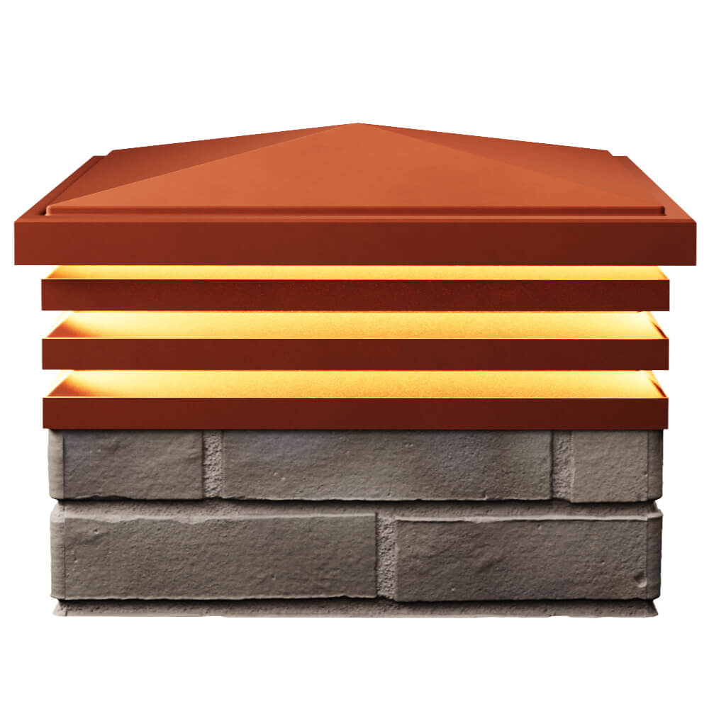 Колпак Zking Бона ХайТек Красный на столб 1.5х1.5 кирпича (385х385мм) с подсветкой в Норильске фото