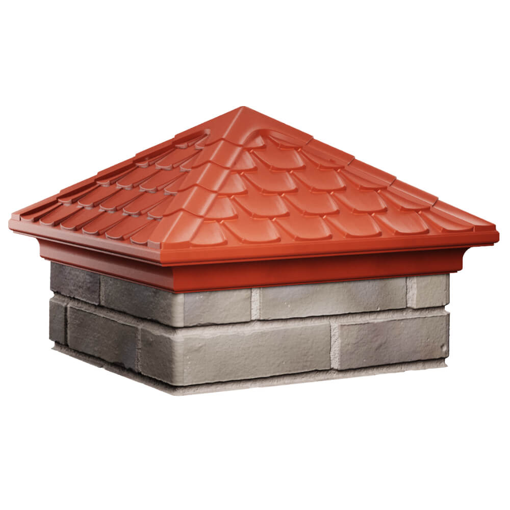 Колпак Zking Эльбрус Красный на столб 1.5х1.5 кирпича (385х385мм) в Норильске фото