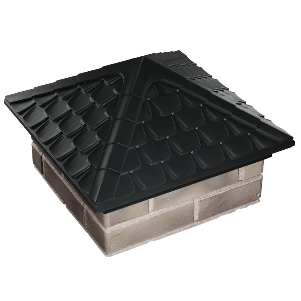 Колпак Zking Эльбрус Черный на столб 1.5х1.5 кирпича (385х385мм) в Норильске фото