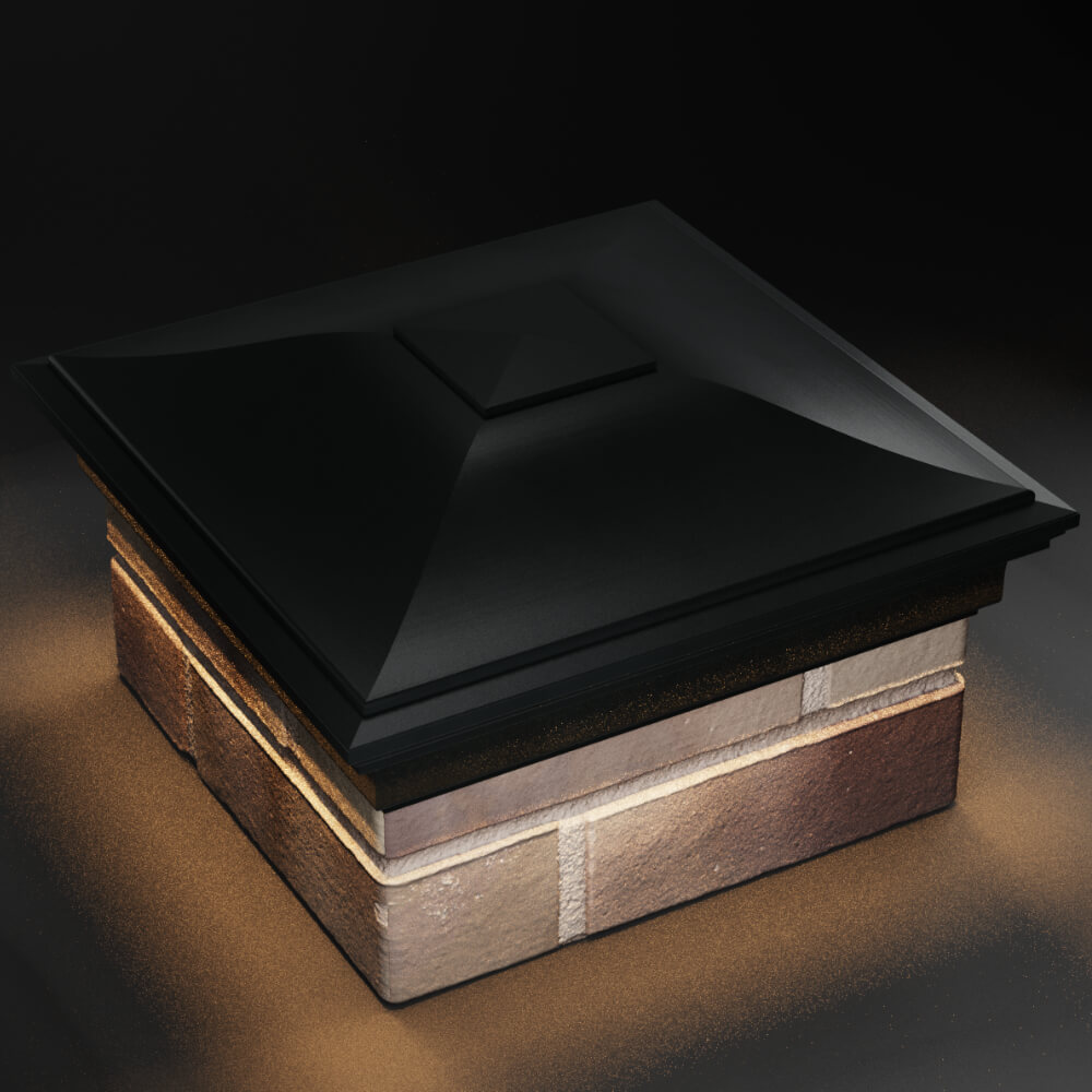 Колпак Zking Монблан Черный на столб 1.5х1.5 кирпича (385х385мм) с подсветкой в Норильске фото