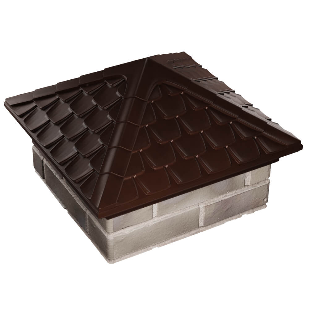 Колпак Zking Эльбрус Коричневый на столб 1.5х1.5 кирпича (385х385мм) в Норильске фото