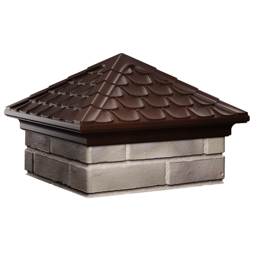 Колпак Zking Эльбрус Коричневый на столб 1.5х1.5 кирпича (385х385мм) в Норильске фото