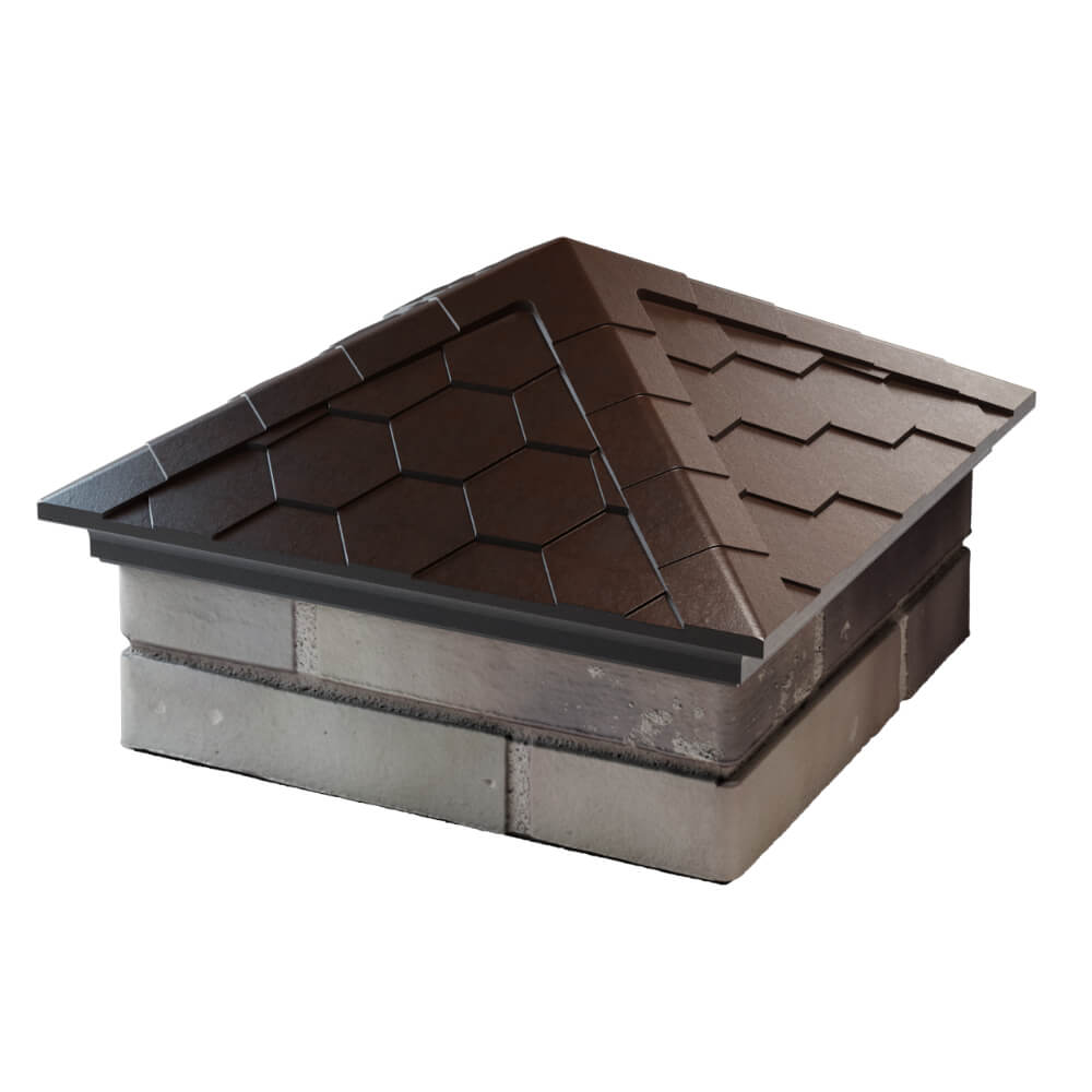 Колпак Zking Эверест Коричневый на столб 1.5х1.5 кирпича (390х390мм) в Норильске фото