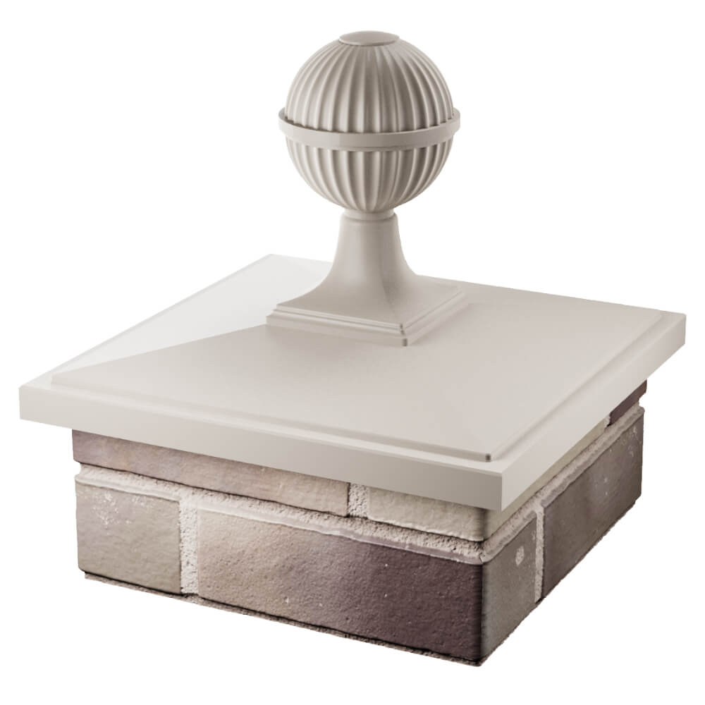 Колпак Zking БонаМоно Бежевый с шаром на столб 1.5х1.5 кирпича (385х385, 400х400мм) в сборе в Норильске фото