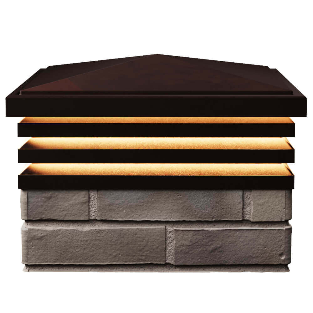 Колпак Zking Бона ХайТек Коричневый на столб 1.5х1.5 кирпича (385х385мм) с подсветкой в Норильске фото